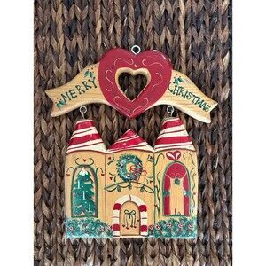 Wooden Merry Christmas Gingerbread House Sign ~ Handmade in Mexico Vintage 1995